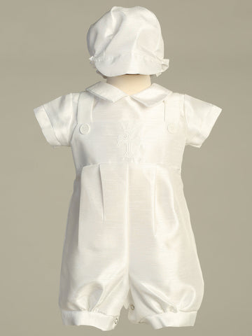 Albert baby boys white baptism romper by Malcolm Royce