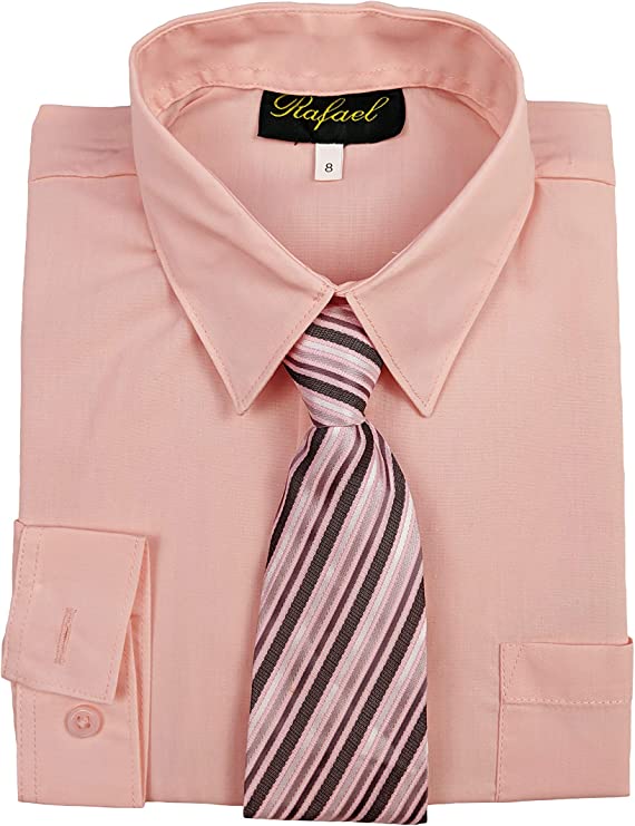 Boys Pink Long Sleeve Formal Dress Shirt and Tie - Stylish Combo Malcolm Royce Boys Pink Long Sleeve Formal Dress Shirt and Tie - Stylish Combo Malcolm Royce