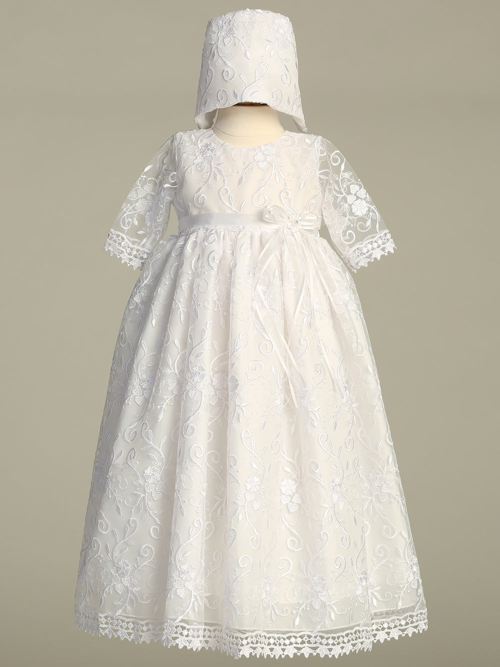 Elegant Abby Baby Girls Baptism Gown - Pure & Precious Abby / 0-3M Elegant Abby Baby Girls Baptism Gown - Pure & Precious Abby / 0-3M