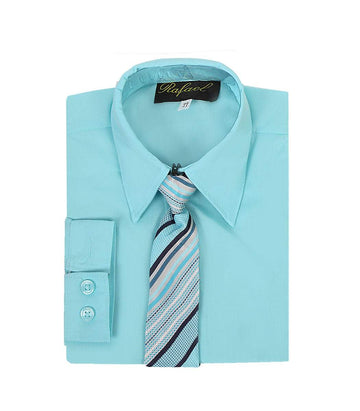 Boys Aqua Blue Formal Dress Shirt and Tie - Malcolm Royce