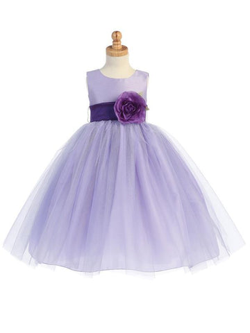 Lilac Flower Girl Dress w/ Choice Flower & Sash (12-90P)