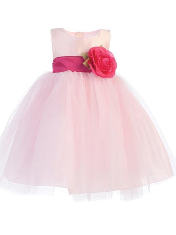 Pink Flower Girl Dress w/ Choice of Flower & Sash (12-90P)