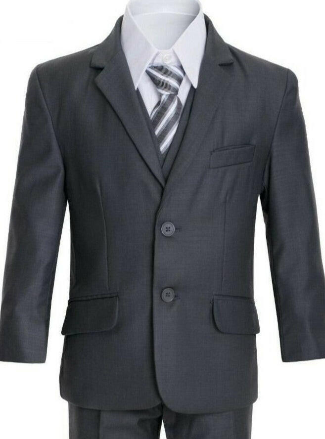 Boys Charcoal  Grey Suit - Malcolm Royce
