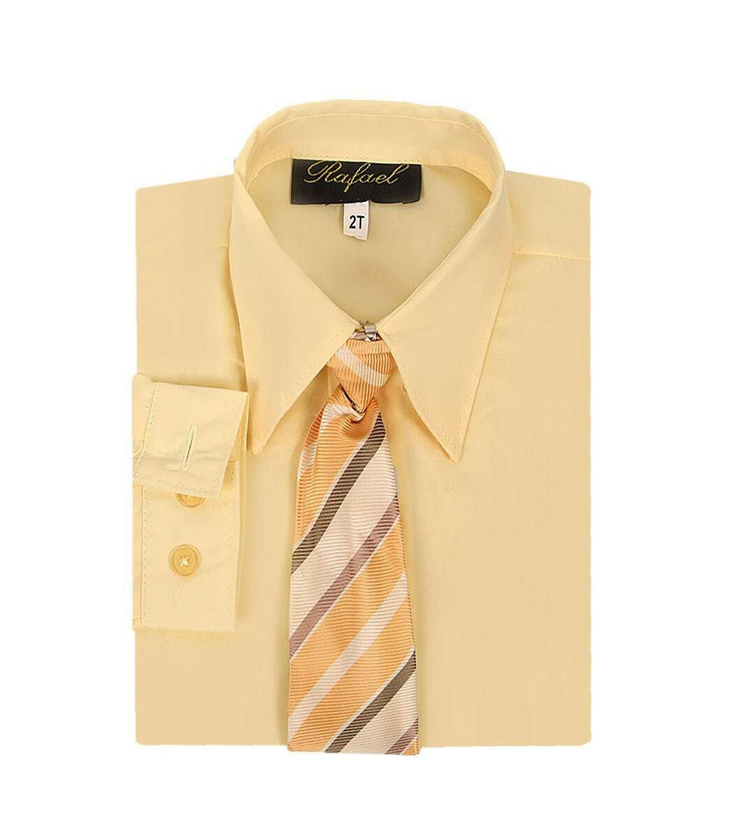 Boys Banana Yellow Formal Dress Shirt & Tie - Malcolm Royce Boys Banana Yellow Formal Dress Shirt & Tie - Malcolm Royce