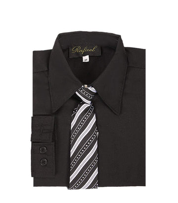 Boys Black Formal Dress Shirt and Tie