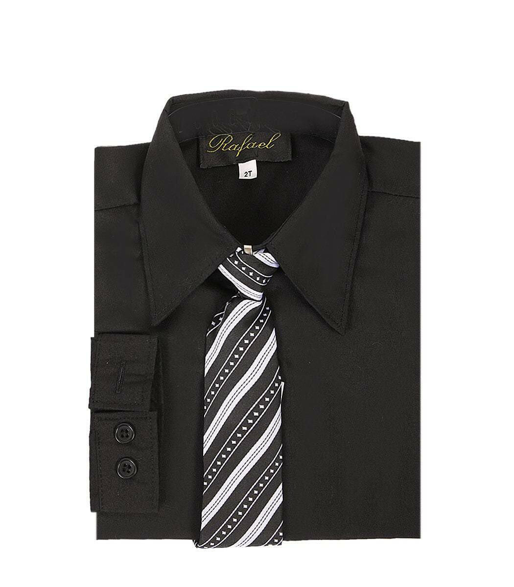 Boys Black Formal Dress Shirt & Tie - Malcolm Royce Boys Black Formal Dress Shirt & Tie - Malcolm Royce