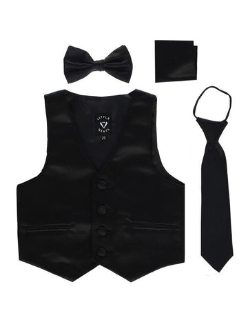 Boys Black Satin Vest Set (3-6M to 14)