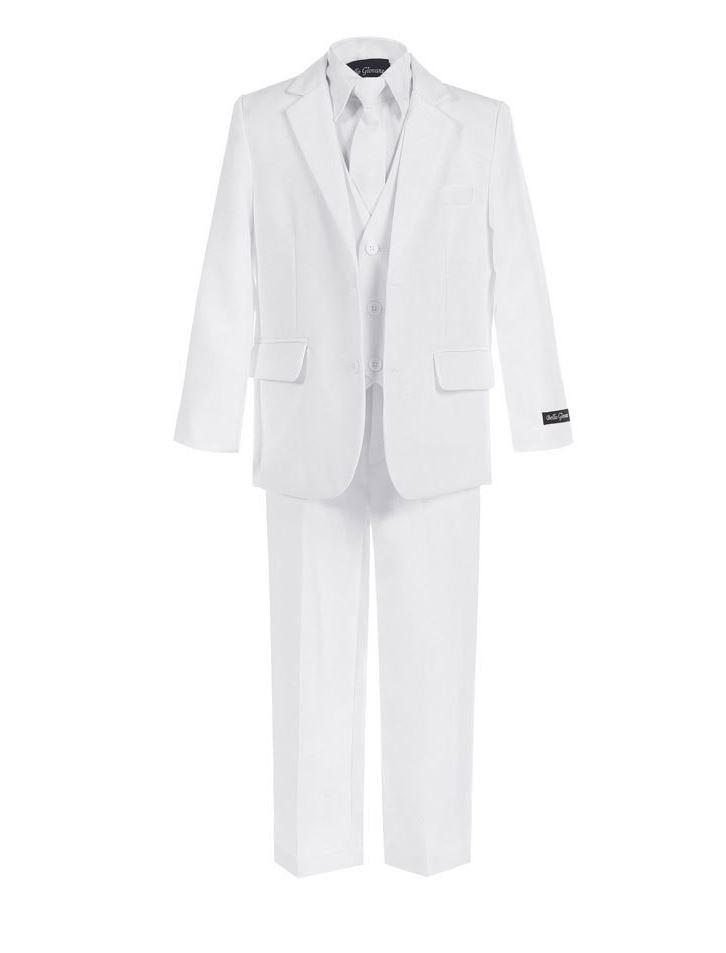 The Classic Slim + Husky white suit, a symbol of pure sophistication for a young man.