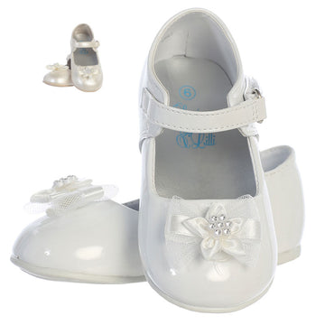 Toddler girl's shoes with bow, in Ivory or White