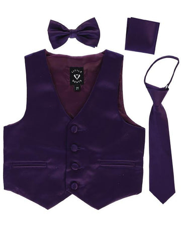 Boys Purple Satin Vest Set (3-6 mths to 14) - Malcolm Royce