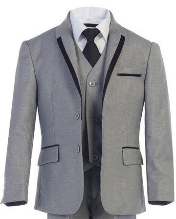 D - Boys Executive 7PC Grey Tuxedo Suit