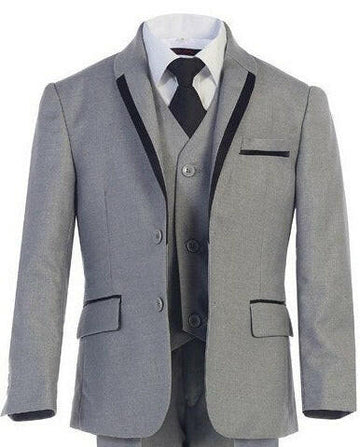The 7PC Grey Tuxedo Suit, a symbol of refined elegance for a boy's special occasion.