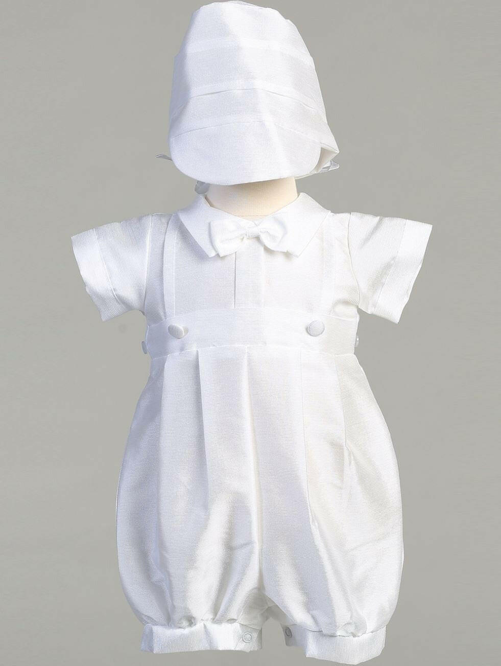 Baby Boys White Baptism & Christening Romper/Gown (8478)