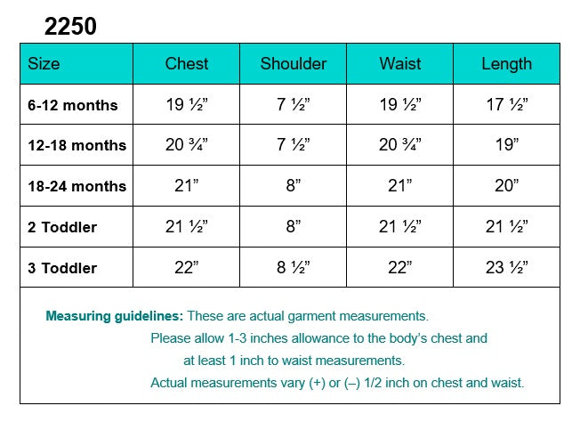 2250 garment measurements and fitting guidelines