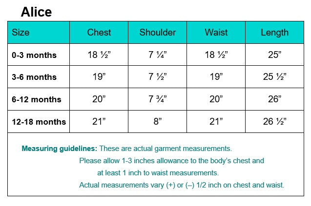 Alice garment measurements and fitting guidelines