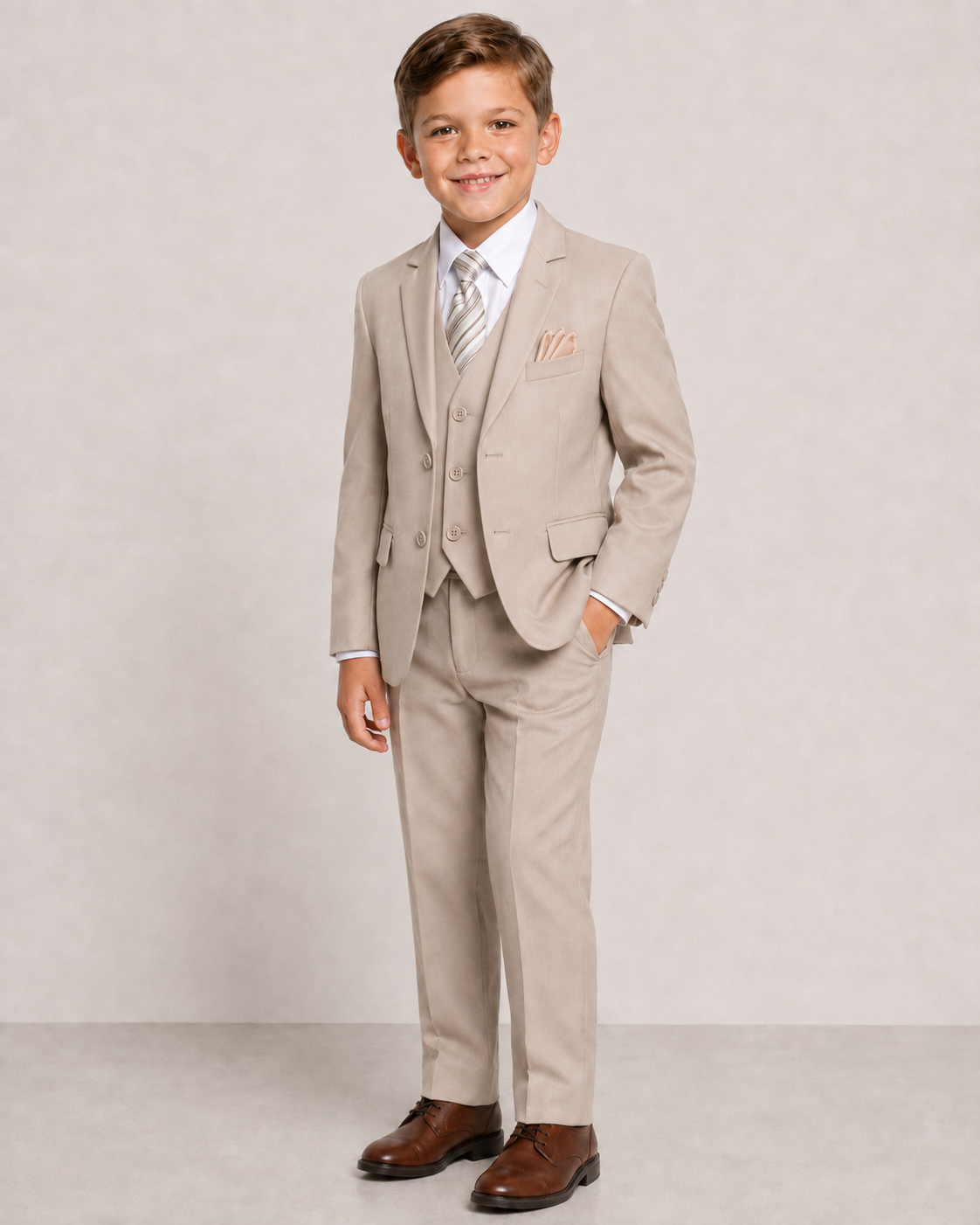 Boys Executive Light Khaki/Beige Suit