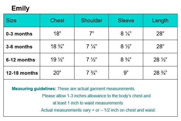 Emily size chart