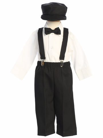 Black 829 suspender pants set