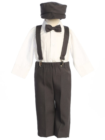 Charcoal 829 suspender pants set