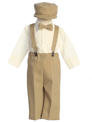 Khaki 829 suspender pants set