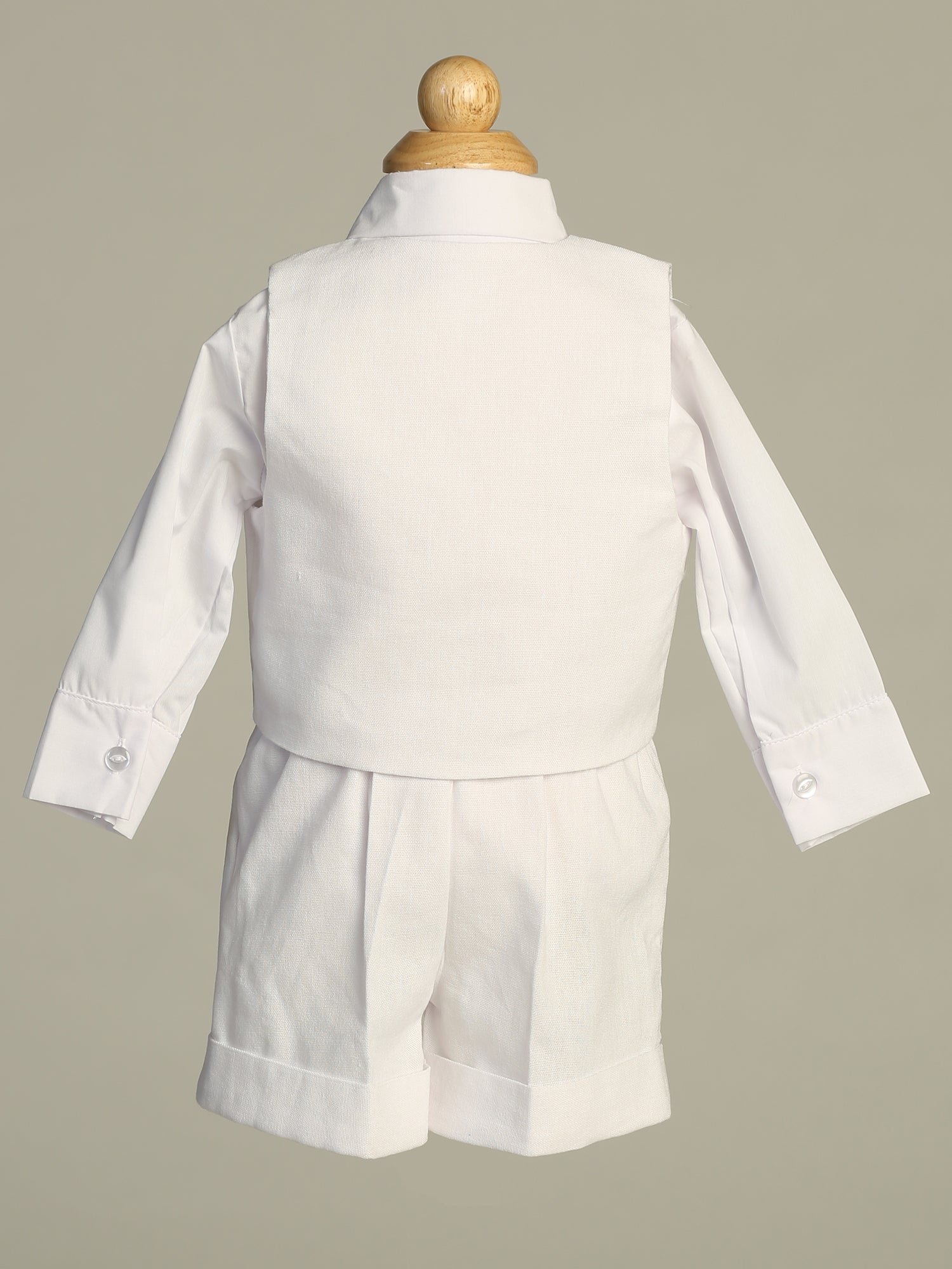 Julian - Baby Boys Baptism Outfit w/ Shorts, Linen, White