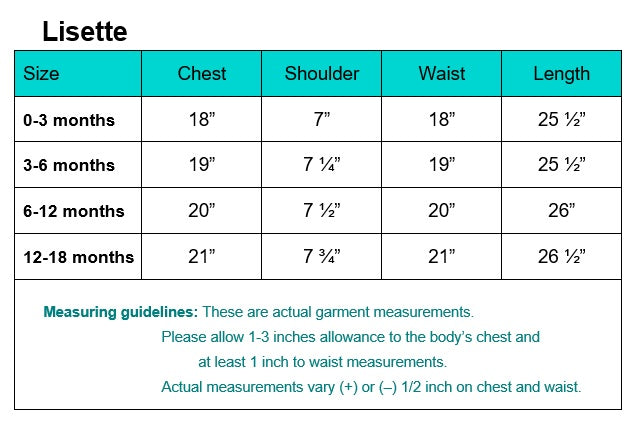 Lisette garment measurements and fitting guidelines