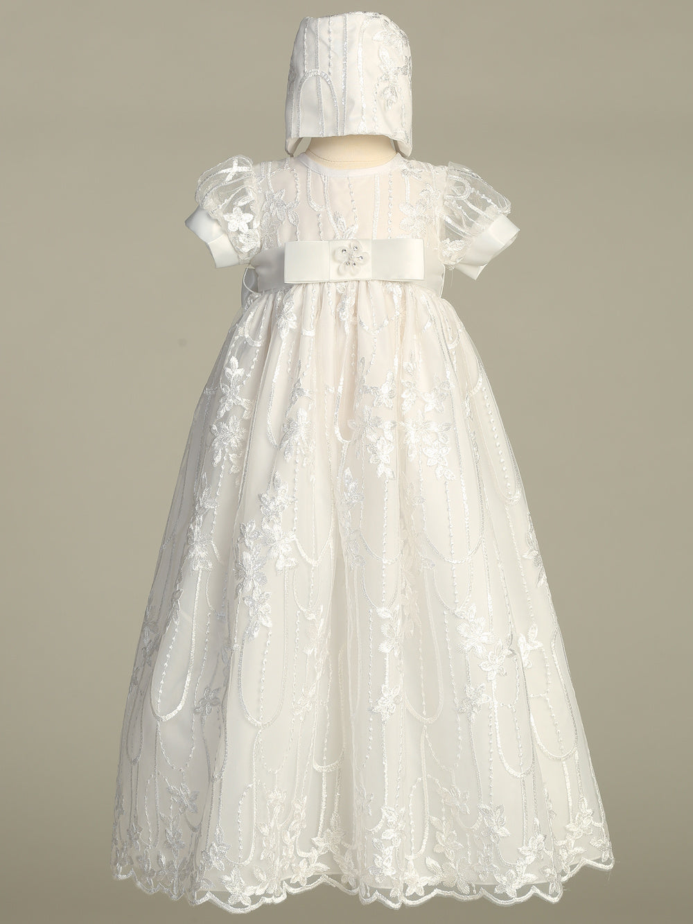 Nicole white baptism gown - view 1