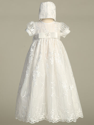 Nicole white baptism gown - view 1