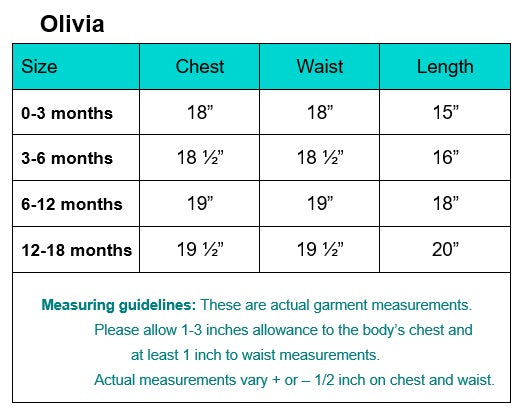 Olivia size chart
