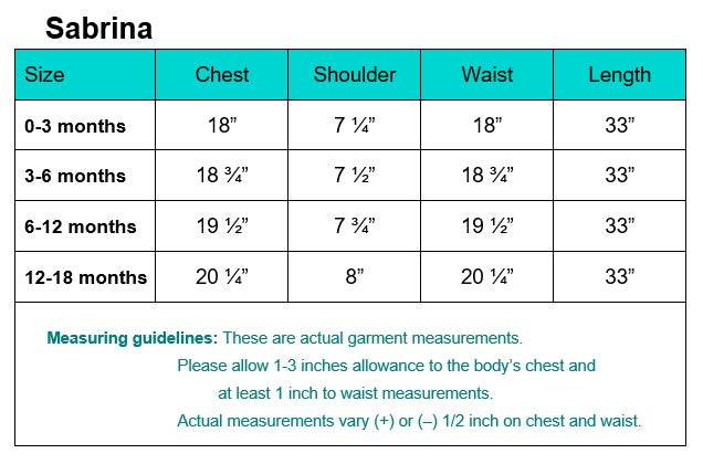 Sabrina garment measurements and fitting guidelines