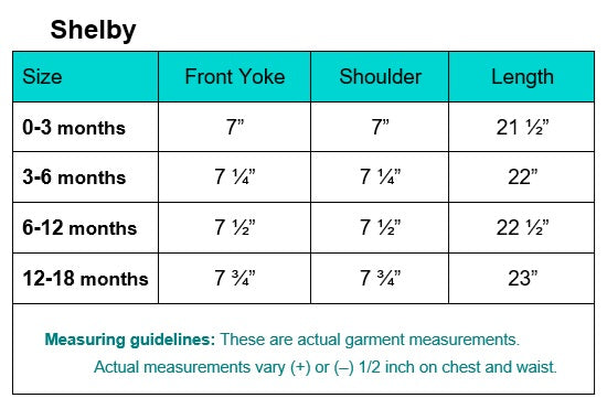 Shelby garment measurements and fitting guidelines