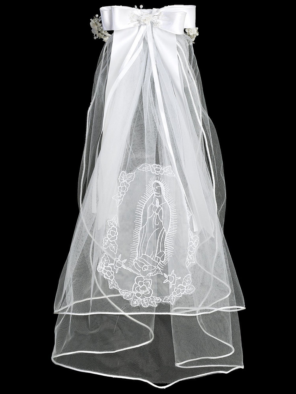 24" Veil with corded flowers & bead accents (204)