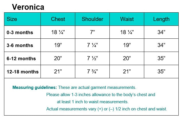 Veronica garment measurements and fitting guidelines