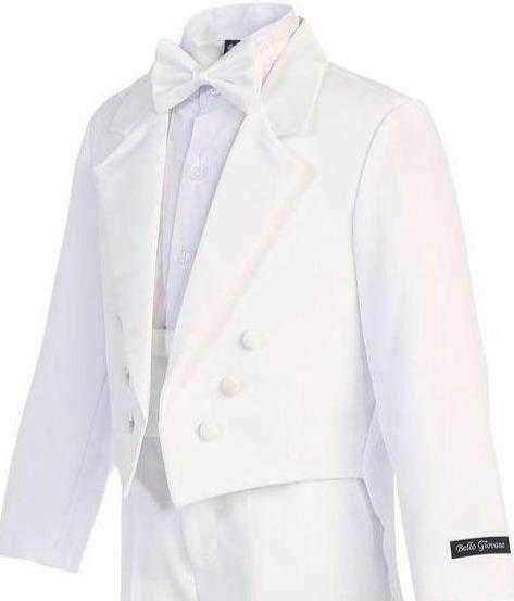 Boys White Long Tail Tuxedo - Malcolm Royce