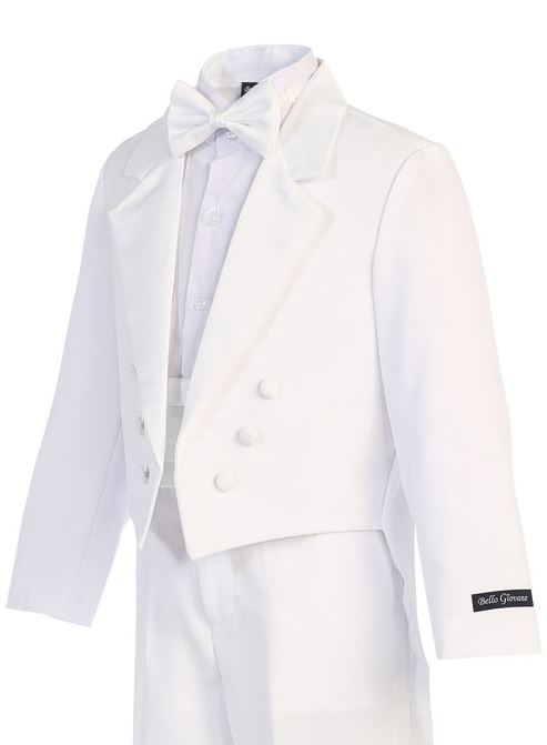 Boys White Long Tail Tuxedo
