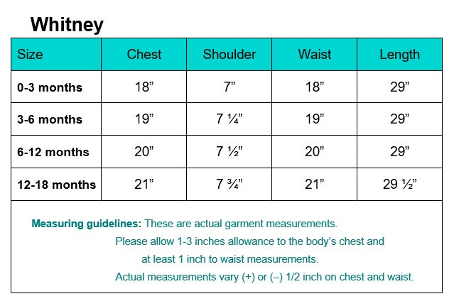 Whitney garment measurements and fitting guidelines