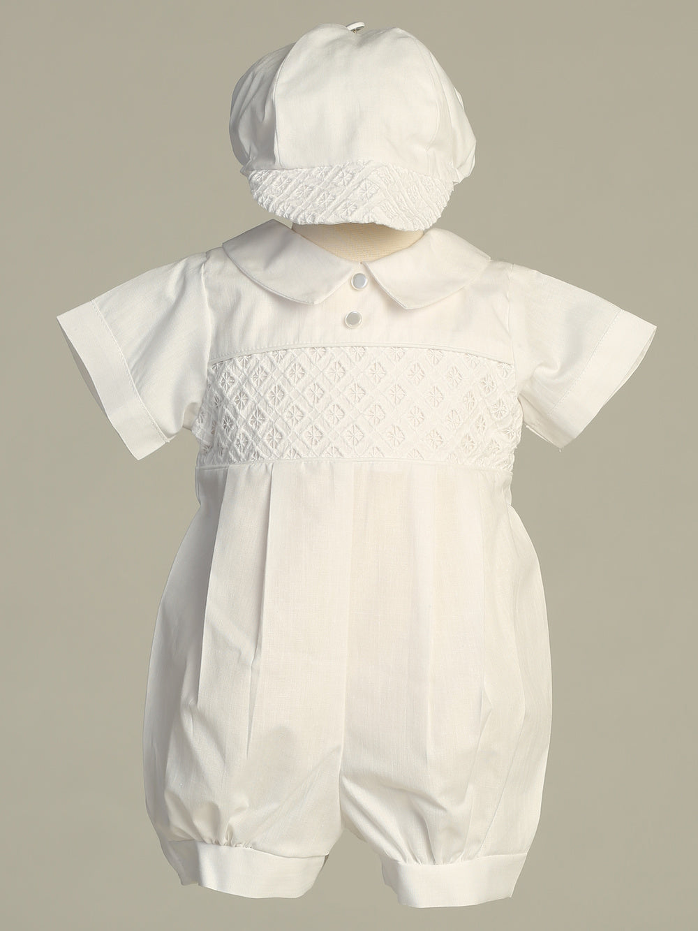 Arthur white baptism romper