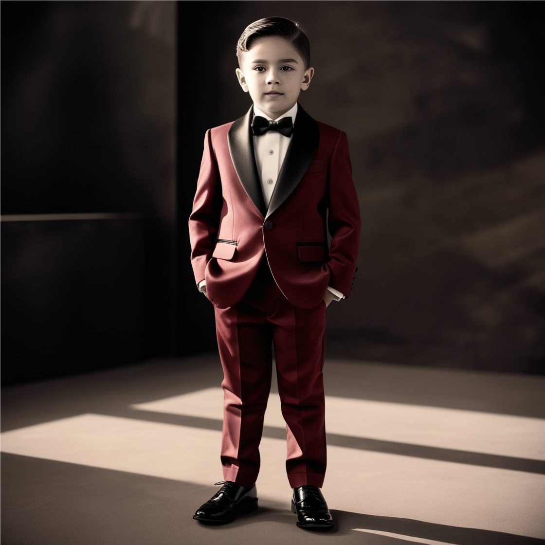 Boys Shawl Tuxedo Suit in Burgundy