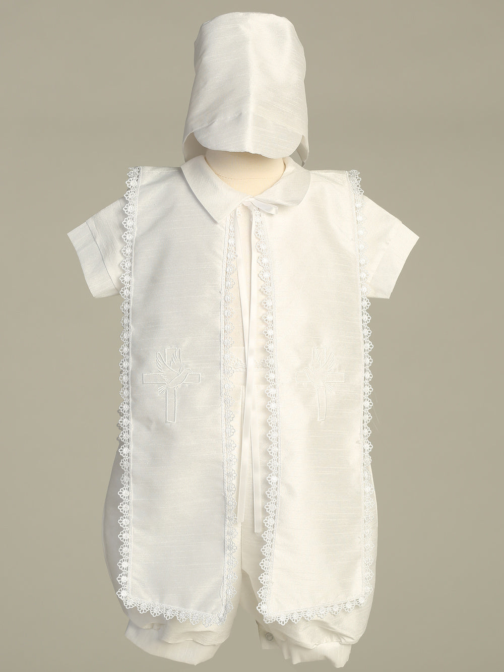 Bruno white baptism romper