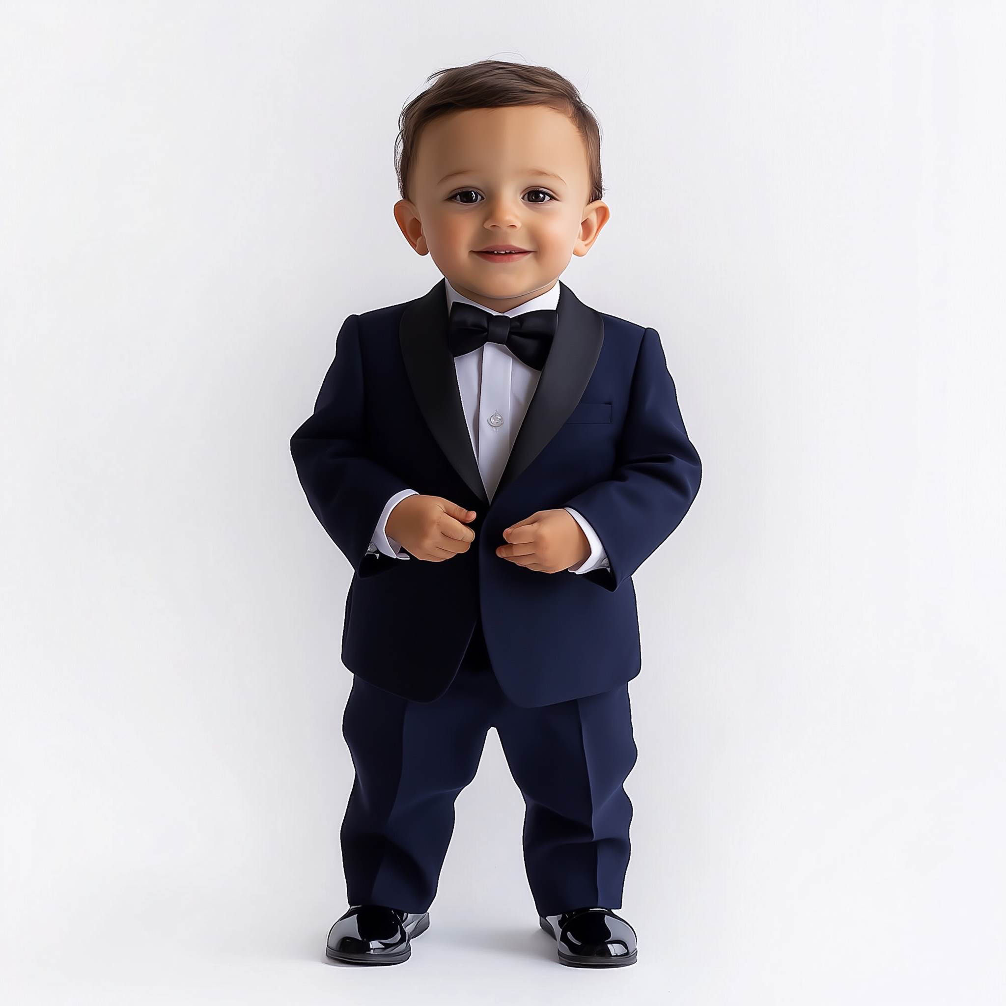 Navy boys tuxedo tailored suit elegant formal wear for special occasions