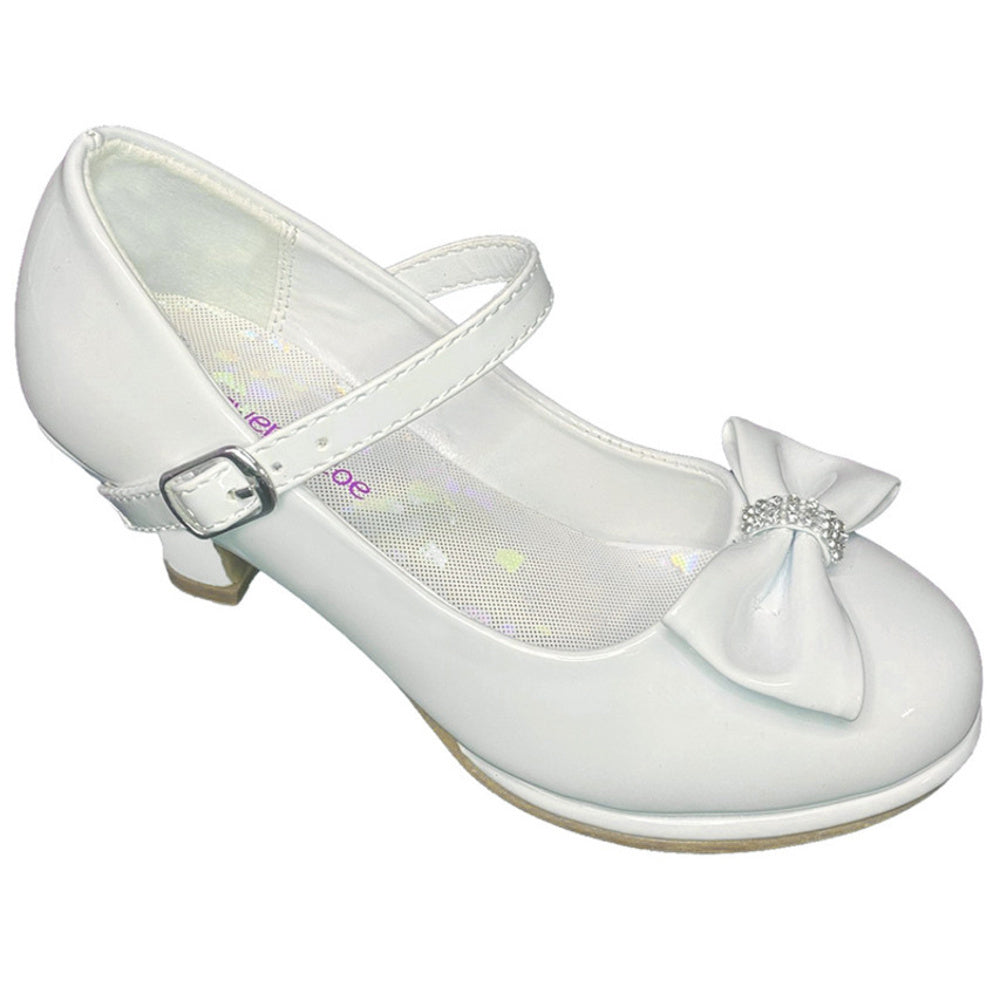 GZ5504 girls bow shoes — GZ5504 White side