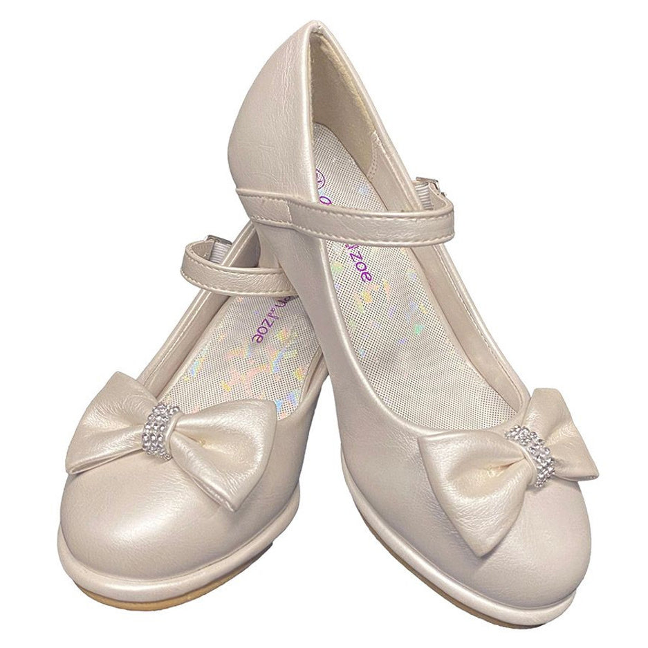 GZ5504 girls bow shoes — GZ5504 Ivory
