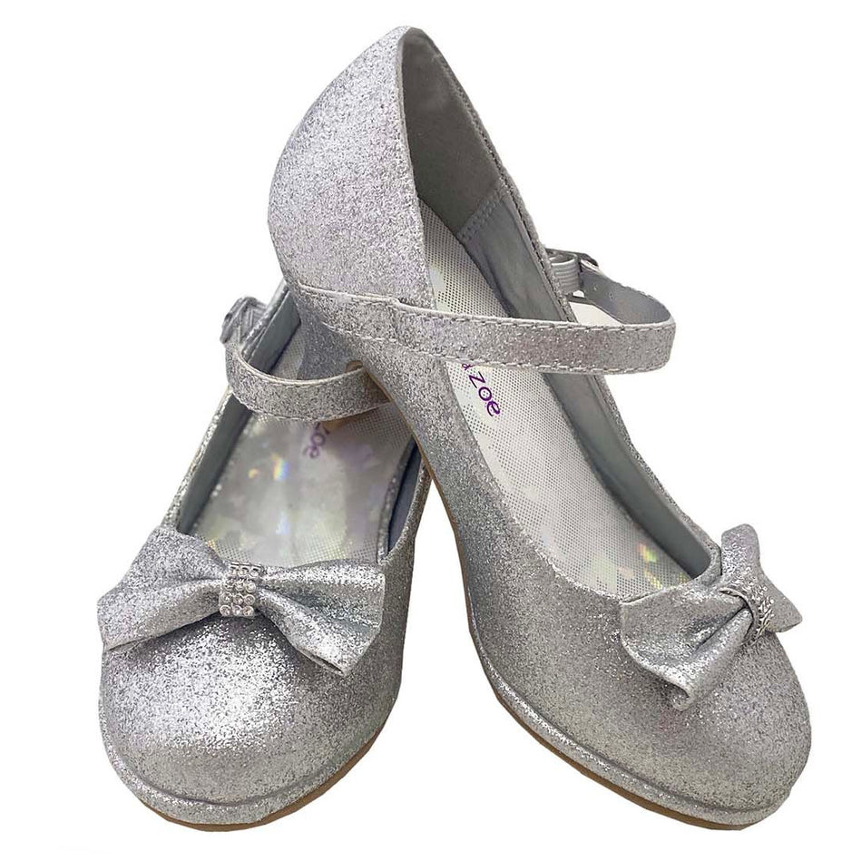 GZ5504 girls bow shoes — GZ5504 Silver