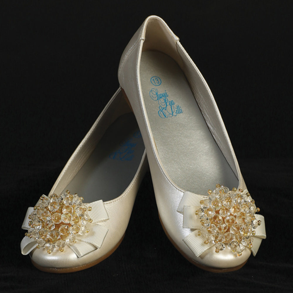 Anna-C girls occasion flats — Anna ivory 02