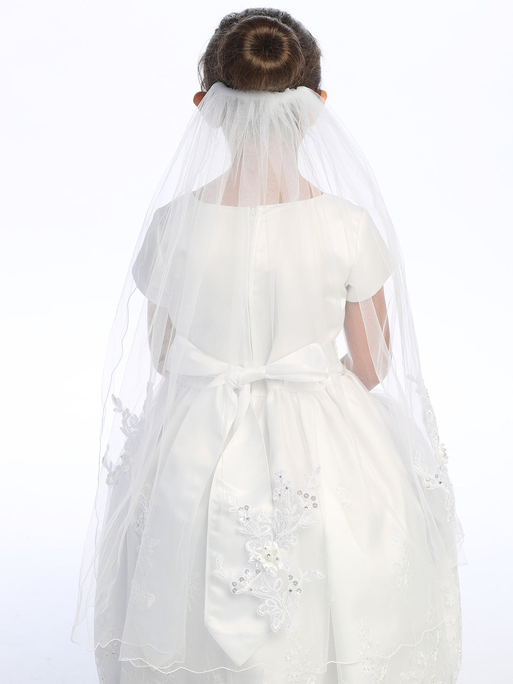EV107 - 30" Lace Applique Communion Veil - white - EV107 Back