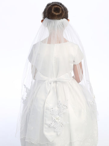 EV107 - 30" Lace Applique Communion Veil - white - EV107 Back