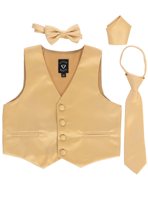 Boys gold satin vest set