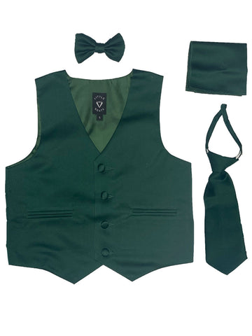 Boys hunter green satin vest set