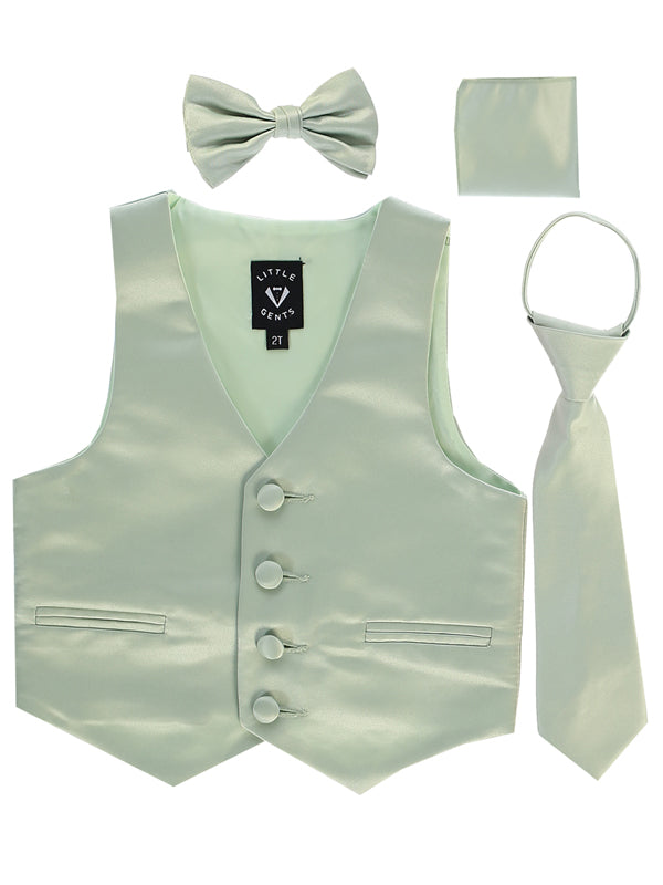 Boys sage satin vest set