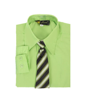 Boys Apple Green Dress Shirt and Tie - Add Flair to His Outfit Malcolm Royce Boys Apple Green Dress Shirt and Tie - Add Flair to His Outfit Malcolm Royce